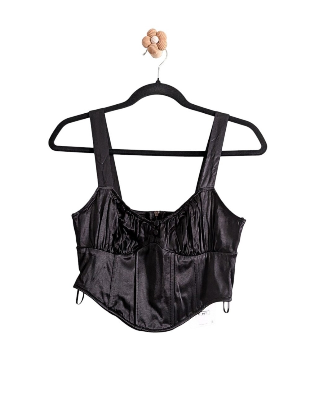 Zara Black Satin Corset Cropped Top - Picture 3 of 5